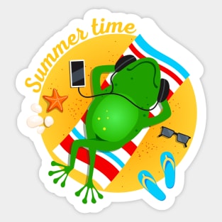 Frog At The Beach Sticker